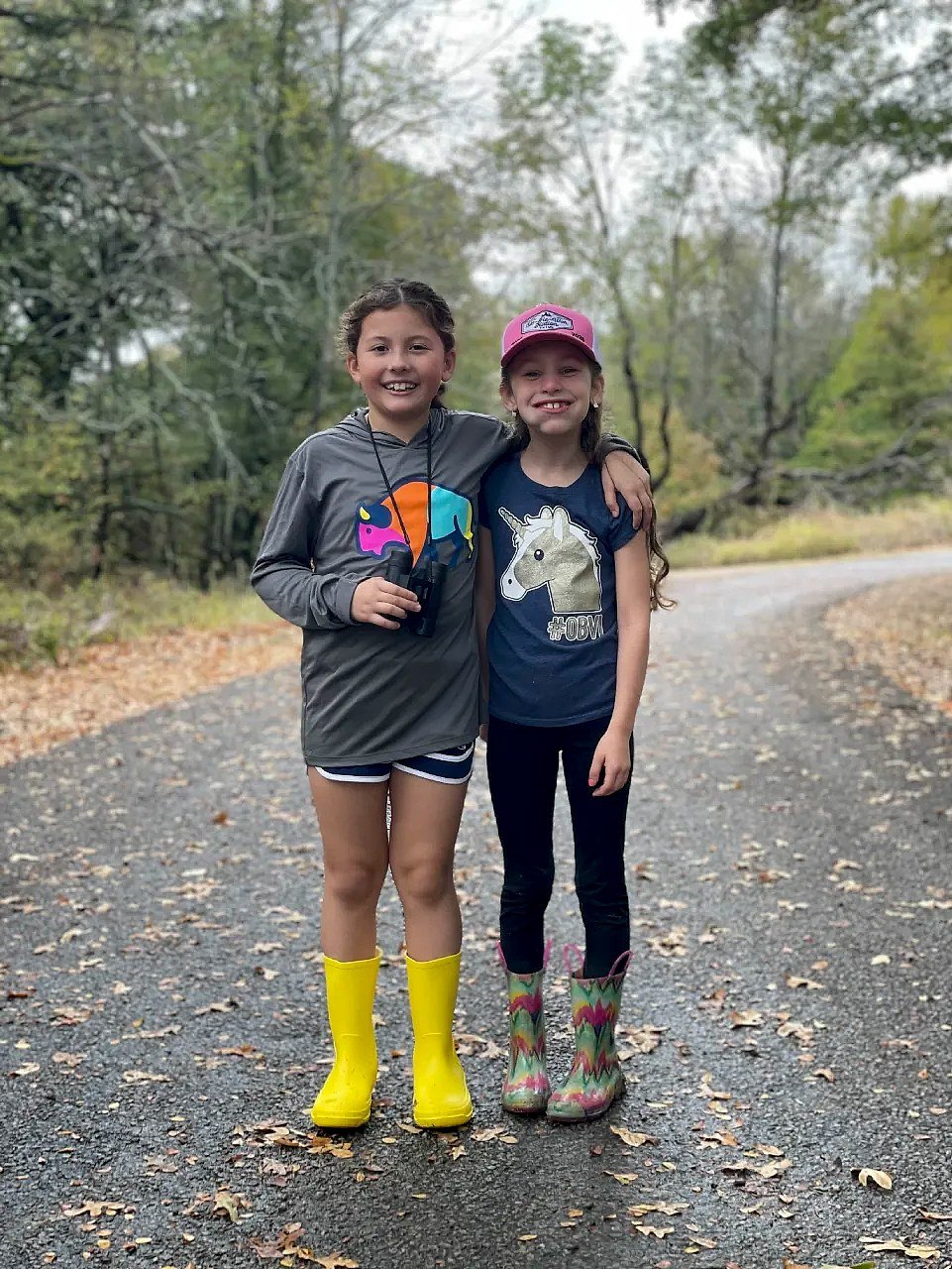Rain boots and binoculars on the trail